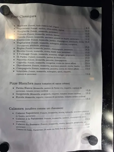 menu 1 of Le Bassano