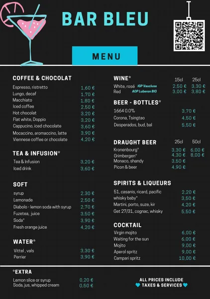 menu 0 of Bar Tabac Bleu