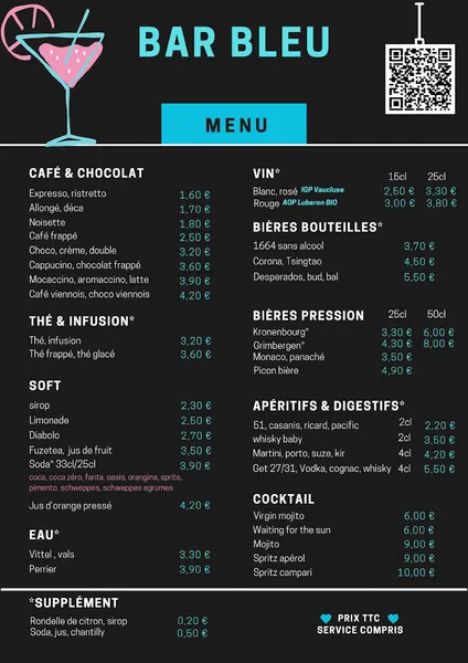 menu 1 of Bar Tabac Bleu