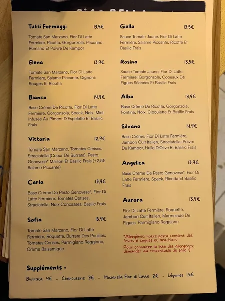 menu 2 of Ciao Bella - Pizza Napoletana