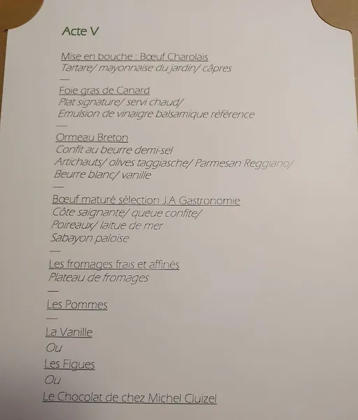 menu 1 of L'Amaryllis