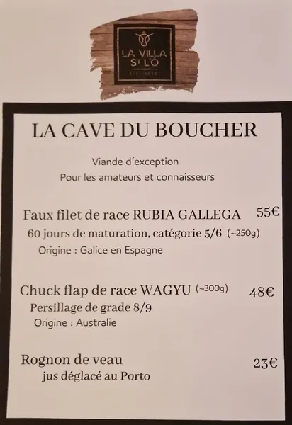 menu 1 of La villa St l'ô