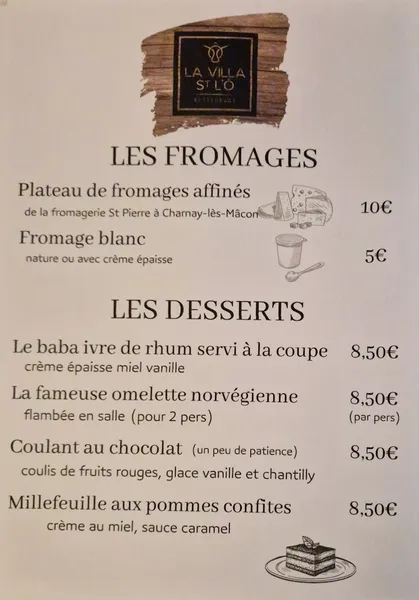 menu 0 of La villa St l'ô