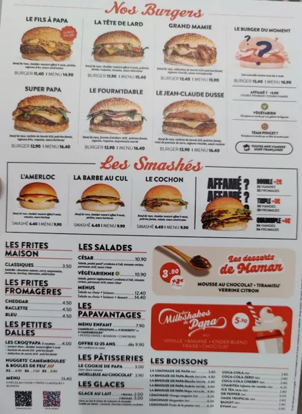 menu 0 of Les Burgers de Papa