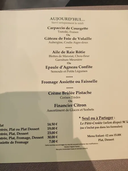 menu 2 of Cassis Restaurant Mâcon