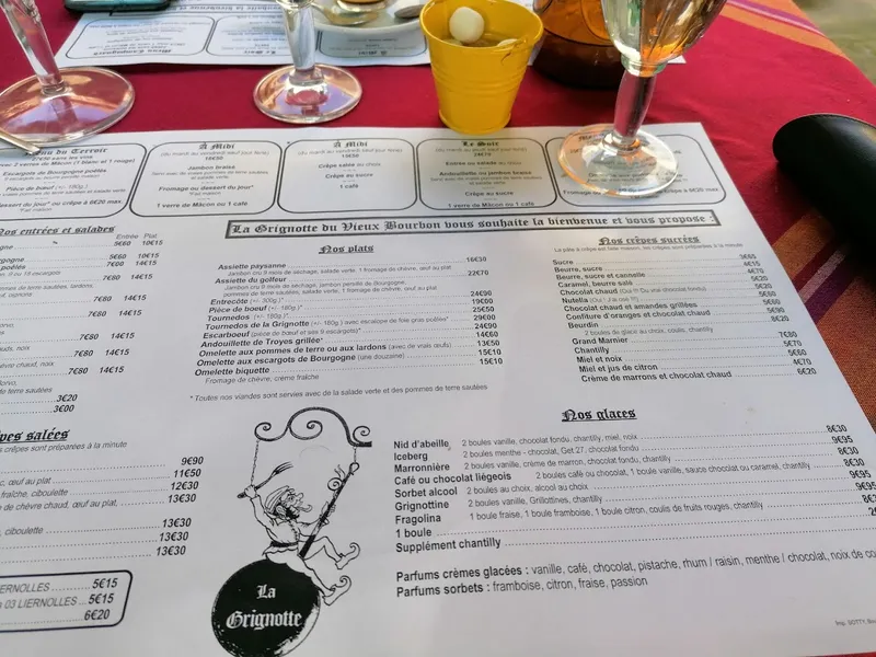 menu 1 of La Grignotte Du Vieux Bourbon