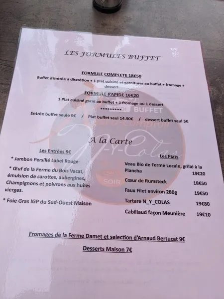 menu 1 of Le Rest'O - Comptoir N'- Y- Colas