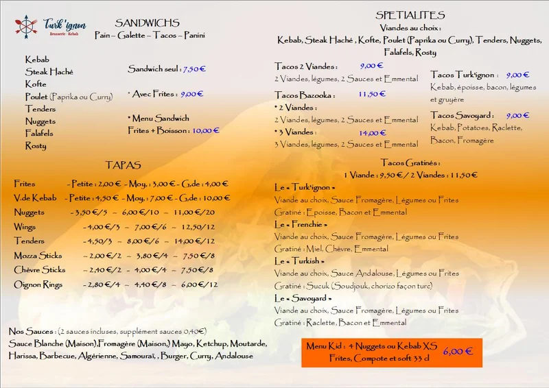menu 1 of Turk'ignon