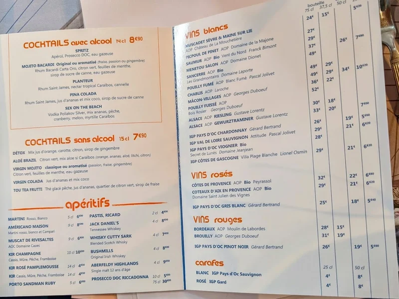 menu 0 of La Criée La Queue en Brie