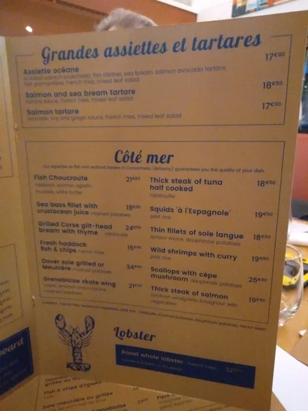 menu 2 of La Criée La Queue en Brie