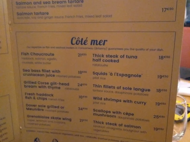 menu 2 of La Criée La Queue en Brie