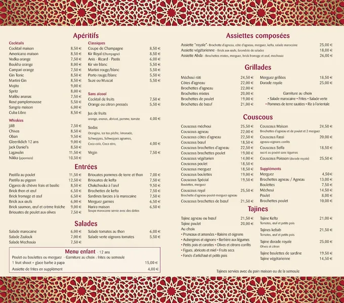 menu 0 of Chez Abda