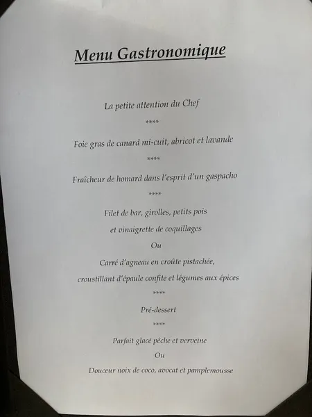 menu 0 of La Villa du Meunier