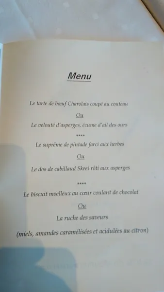 menu 1 of La Villa du Meunier