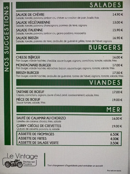 menu 0 of Le Vintage