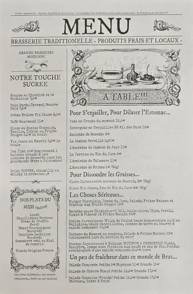 menu 0 of Le Clavelin la Grande Brasserie Moderne