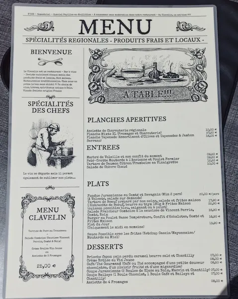 menu 2 of Le Clavelin la Grande Brasserie Moderne