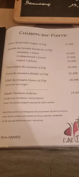 menu 2 of L'Art'Doise - Cuisson sur pierre