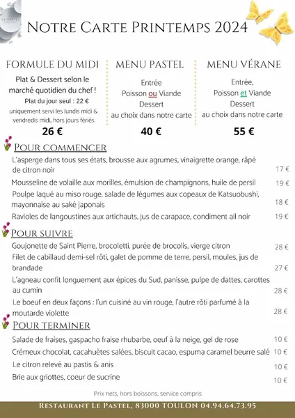 menu 1 of Le Pastel - Restaurant Toulon