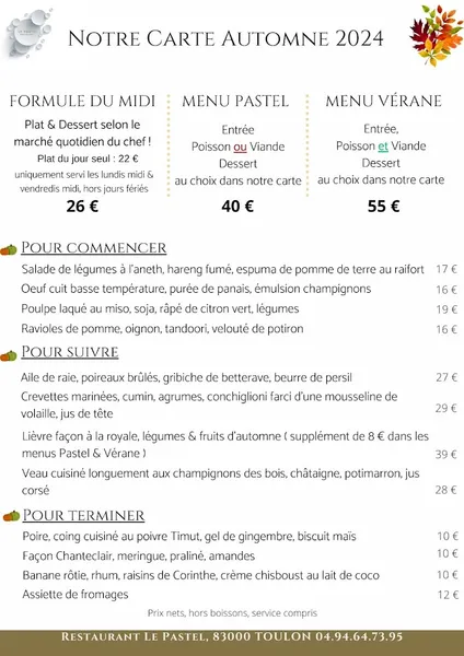 menu 2 of Le Pastel - Restaurant Toulon