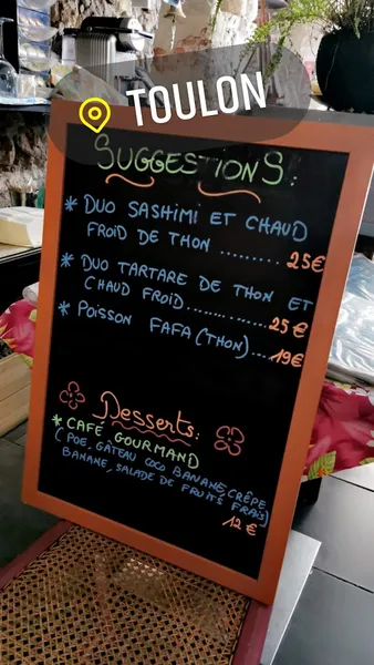 menu 1 of Ma'a Tahiti