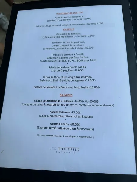 menu 0 of Les Tuileries