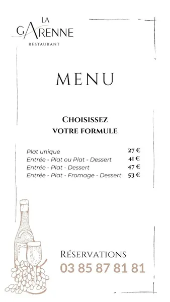 menu 0 of Restaurant La Garenne