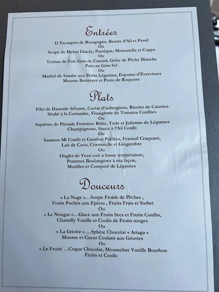 menu 2 of Restaurant La Garenne