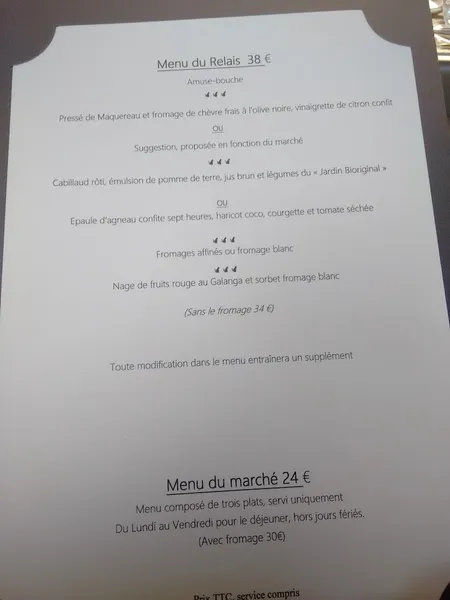 menu 1 of Le Relais d'Ozenay