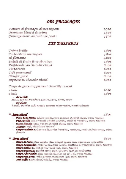 menu 2 of Restaurant Brasserie Le Jura