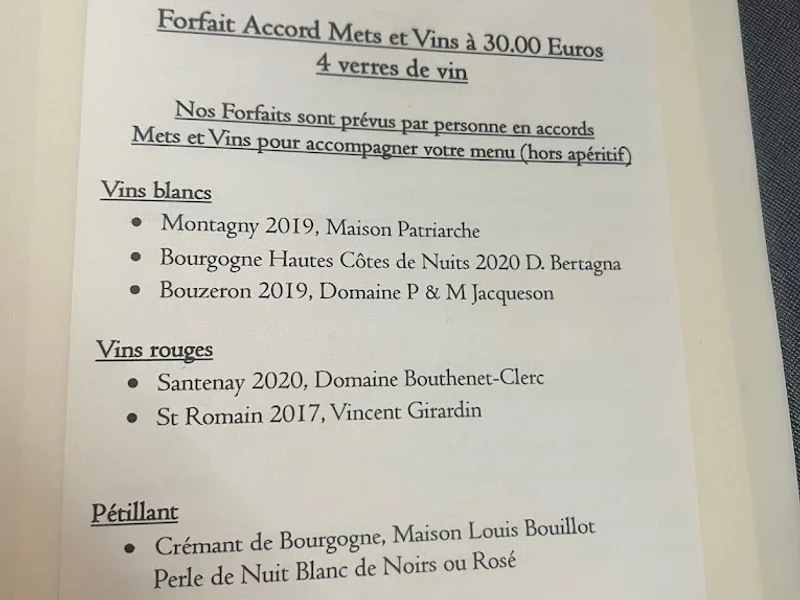 menu 0 of Restaurant le cheval Noir