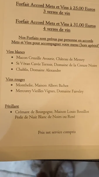 menu 2 of Restaurant le cheval Noir
