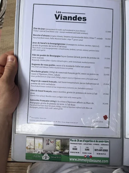 menu 0 of Le Béléna