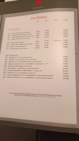 menu 2 of Le Béléna