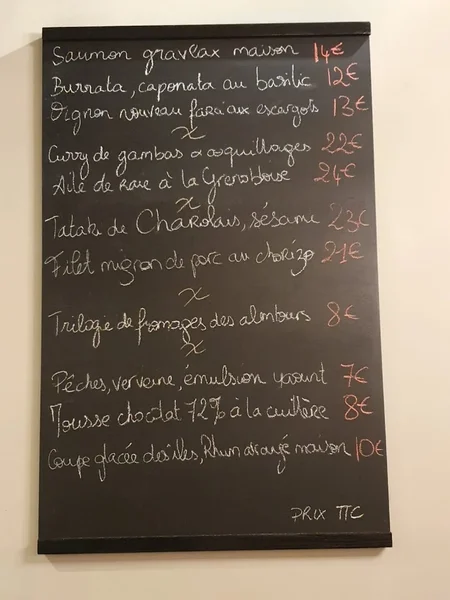 menu 1 of L'ardoise