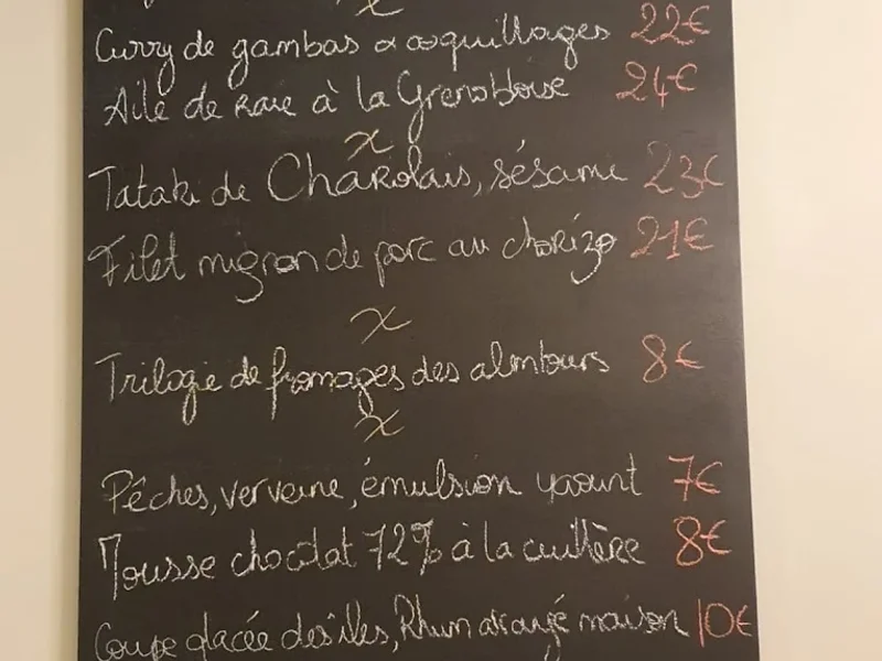 menu 1 of L'ardoise