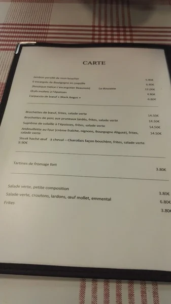 menu 1 of La Petite Taverne