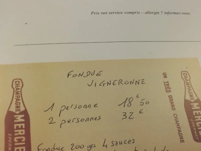 menu 2 of La Petite Taverne