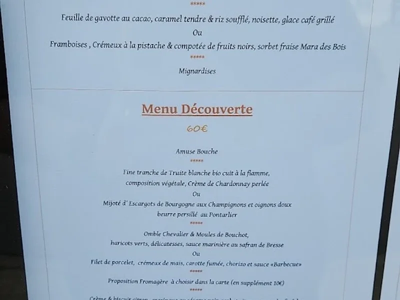 menu 0 of Restaurant l'Ecusson