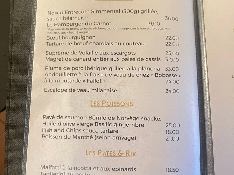 menu 0 of Brasserie Le Carnot