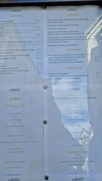 menu 1 of Brasserie Le Carnot