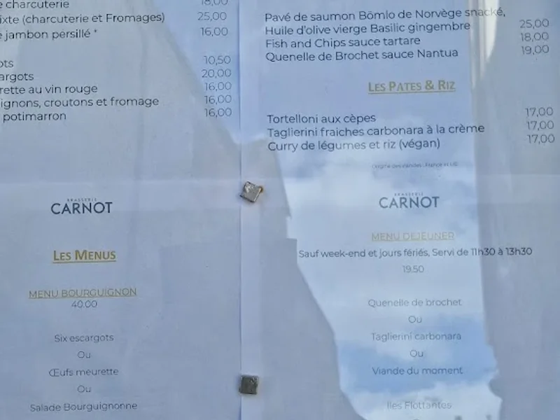 menu 1 of Brasserie Le Carnot