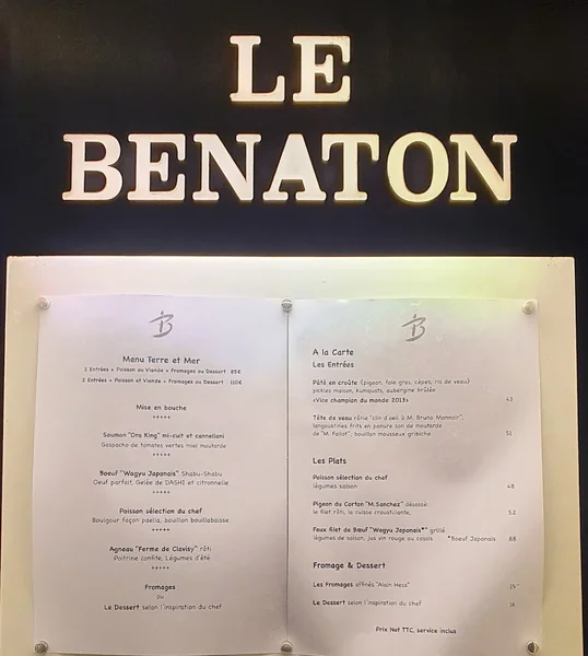 menu 2 of Restaurant Le Benaton