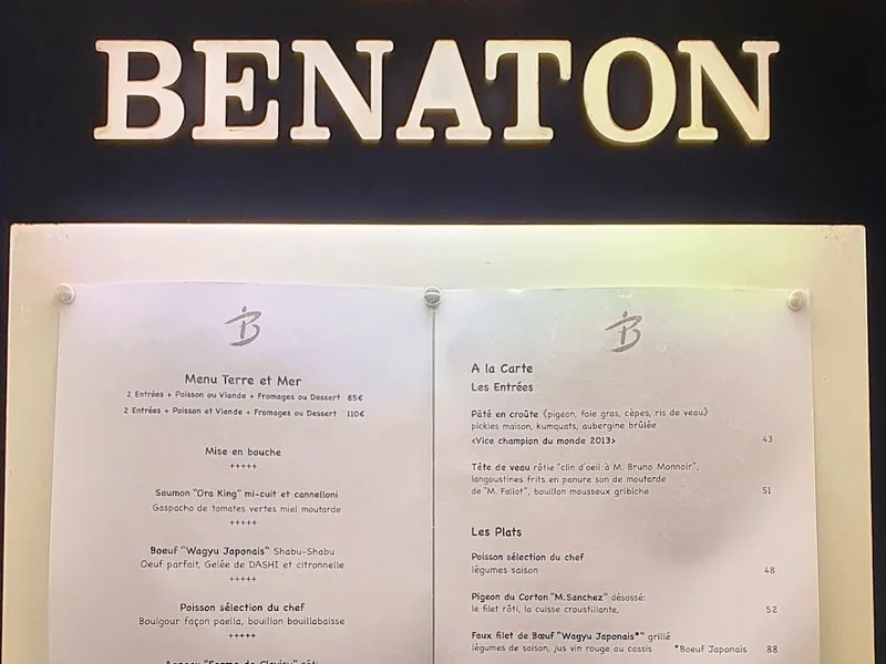 menu 2 of Restaurant Le Benaton