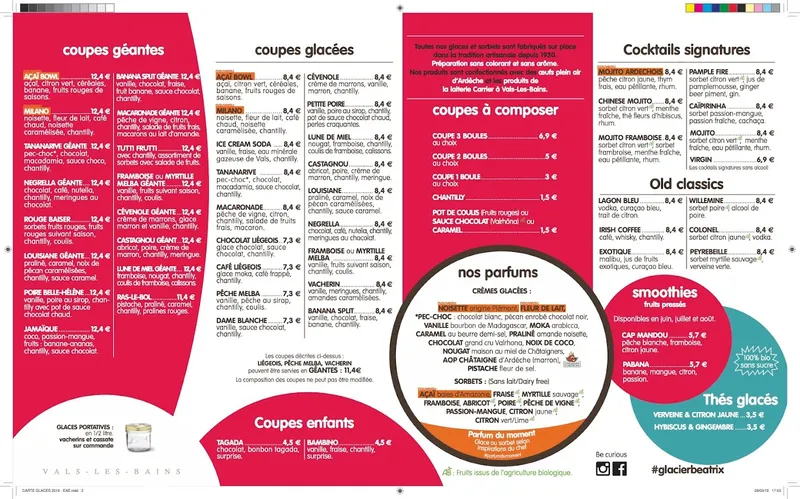 menu 0 of Glacier Béatrix & Restaurant Côté Crêpes