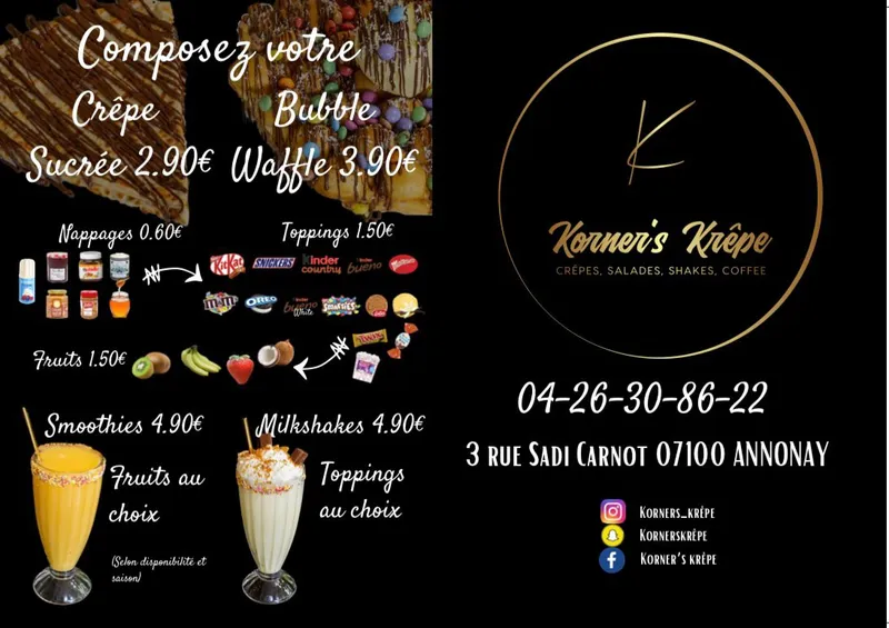 menu 1 of Korner's Krêpe