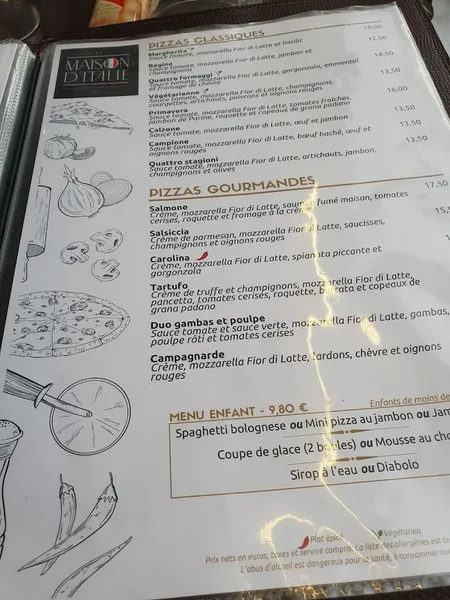 menu 1 of La Maison d'Italie