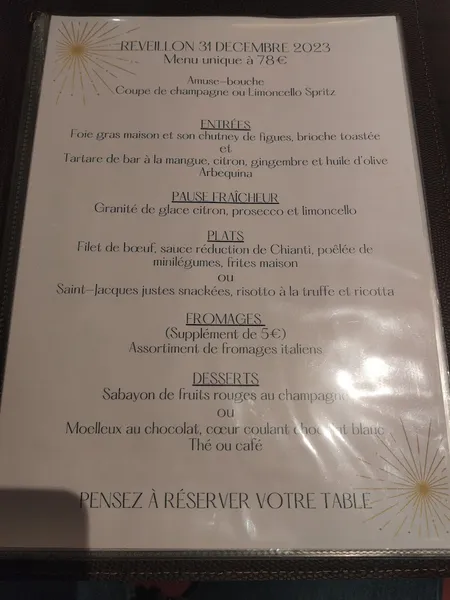 menu 2 of La Maison d'Italie