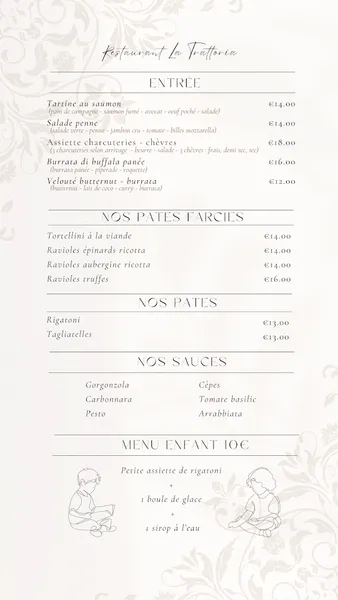 menu 0 of La Trattoria