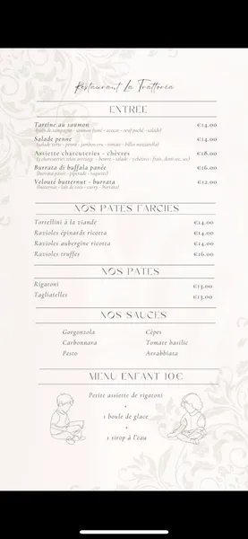 menu 1 of La Trattoria